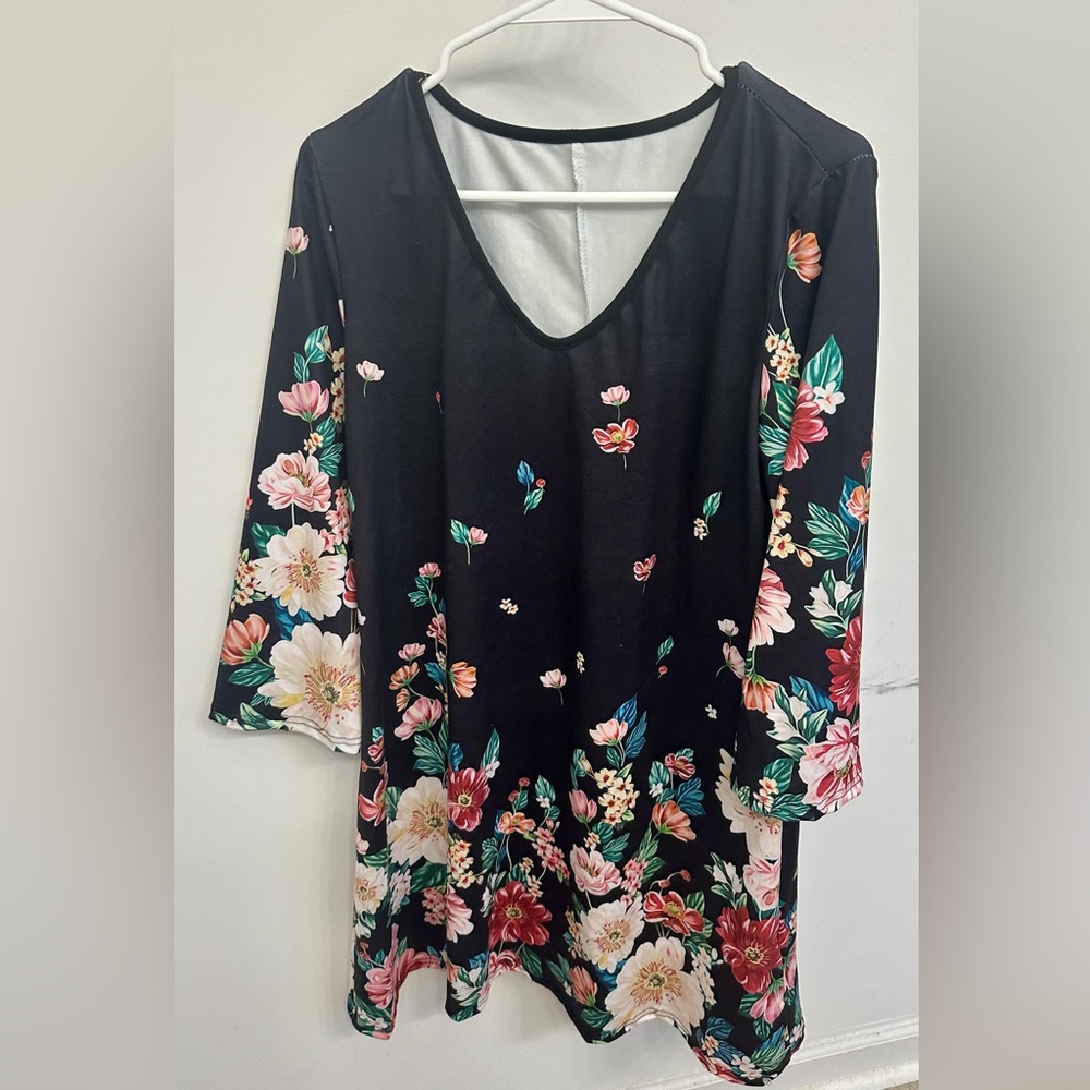 Floral Black Women's Dress